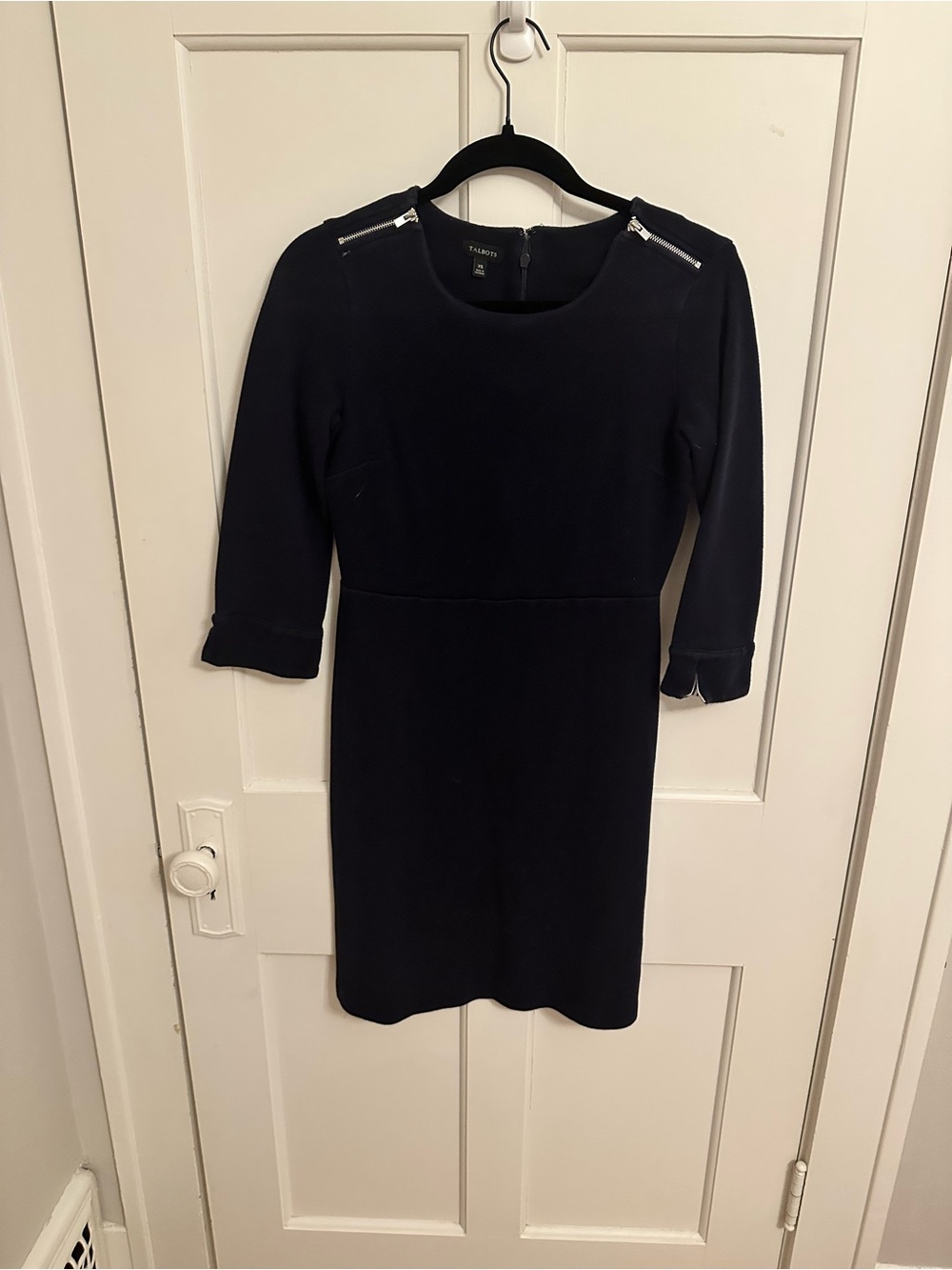 Talbots Corporate Casual Preppy Dress 3/4 sleeve Cuff Zipper Details XS